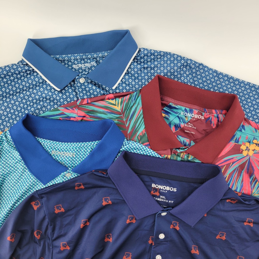 Bonobos Golf Polo Shirts Mens XXL‎ Bundle (4) Slim Standard Fit Hawaiian Floral